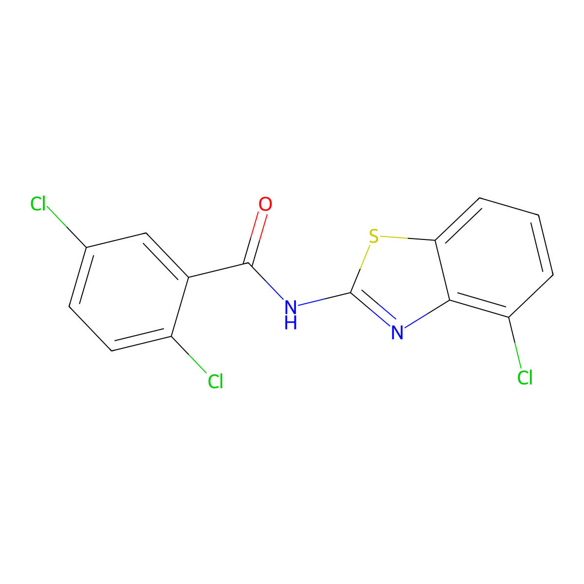 2,5-dichloro-N-(4-chloro-1,3-benzothiazol-2-yl)benzamide molecular structure, CAS 392246-43-4