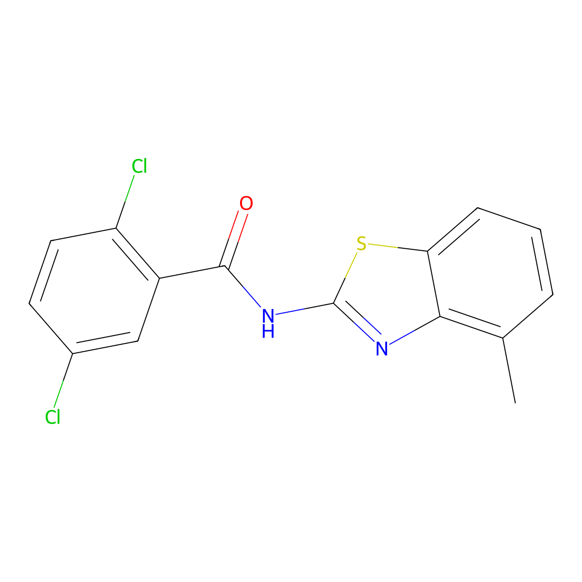 2,5-dichloro-N-(4-methyl-1,3-benzothiazol-2-yl)benzamide molecular structure, CAS 392246-44-5