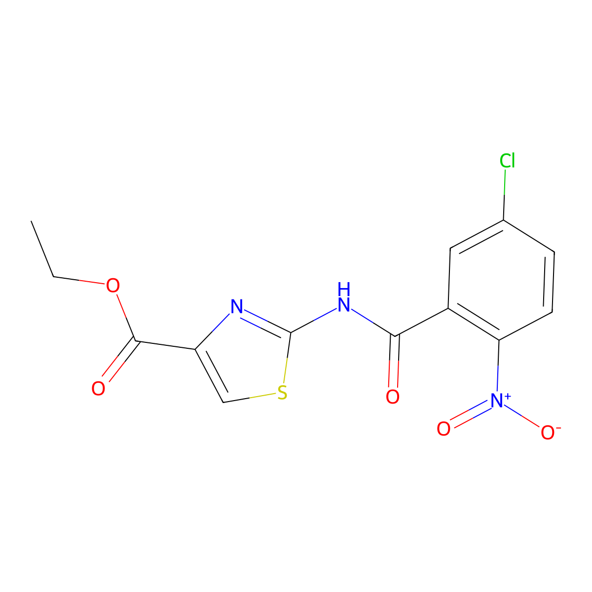 Ethyl 2-(5-chloro-2-nitrobenzamido)-1,3-thiazole-4-carboxylate molecular structure, CAS 392246-53-6