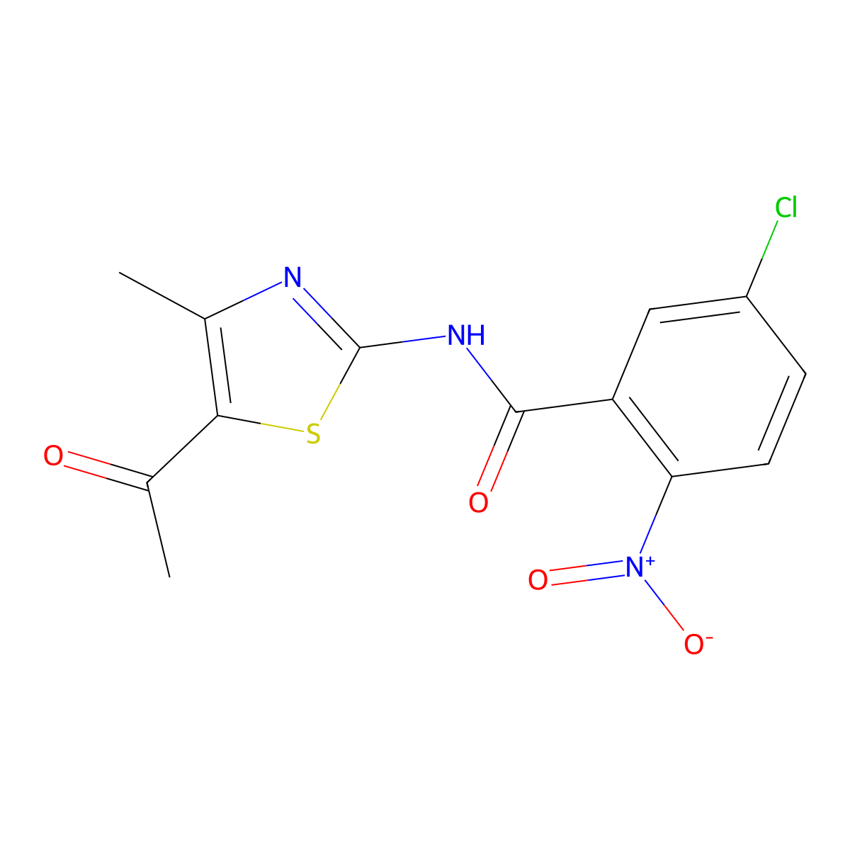 N-(5-acetyl-4-methyl-1,3-thiazol-2-yl)-5-chloro-2-nitrobenzamide molecular structure, CAS 392246-54-7
