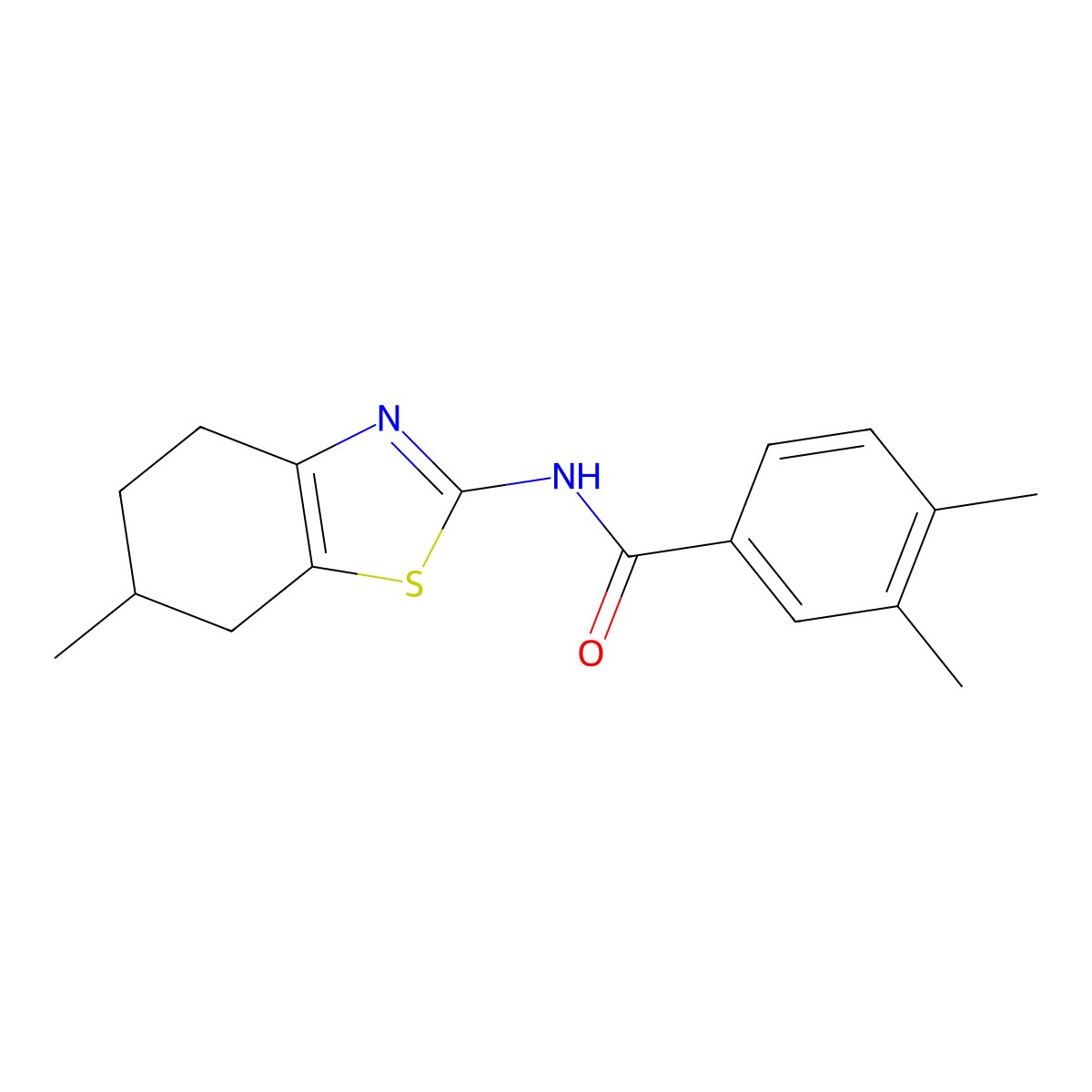 3,4-dimethyl-N-(6-methyl-4,5,6,7-tetrahydro-1,3-benzothiazol-2-yl)benzamide molecular structure, CAS 392246-61-6