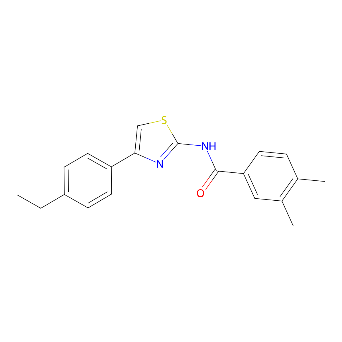 N-[4-(4-ethylphenyl)-1,3-thiazol-2-yl]-3,4-dimethylbenzamide molecular structure, CAS 392246-64-9
