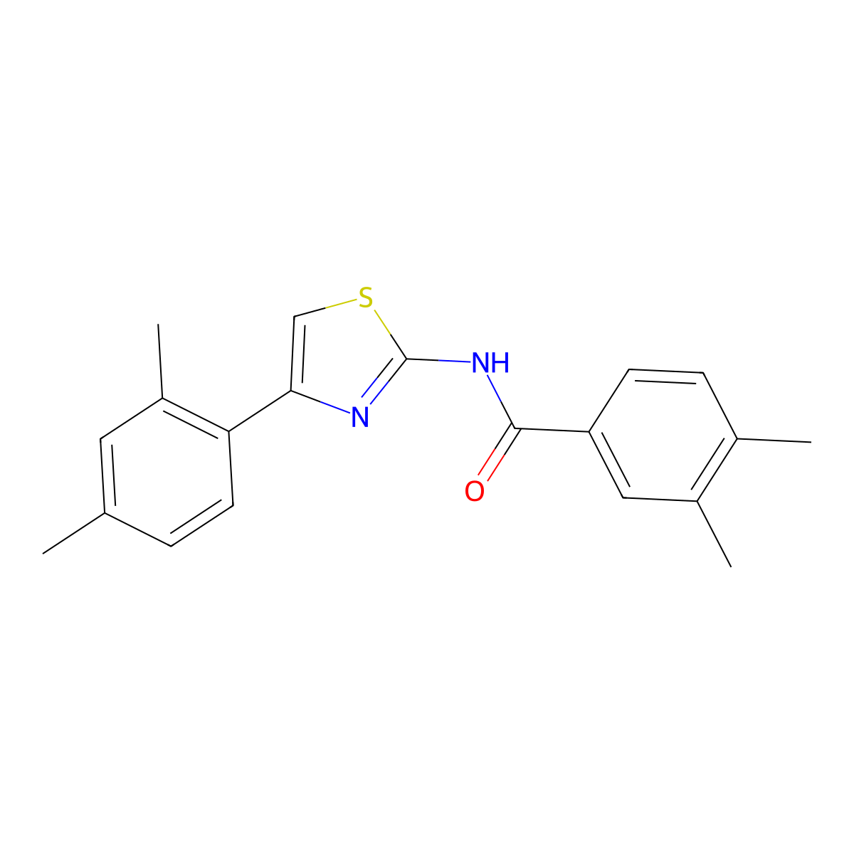 N-[4-(2,4-dimethylphenyl)-1,3-thiazol-2-yl]-3,4-dimethylbenzamide molecular structure, CAS 392246-65-0