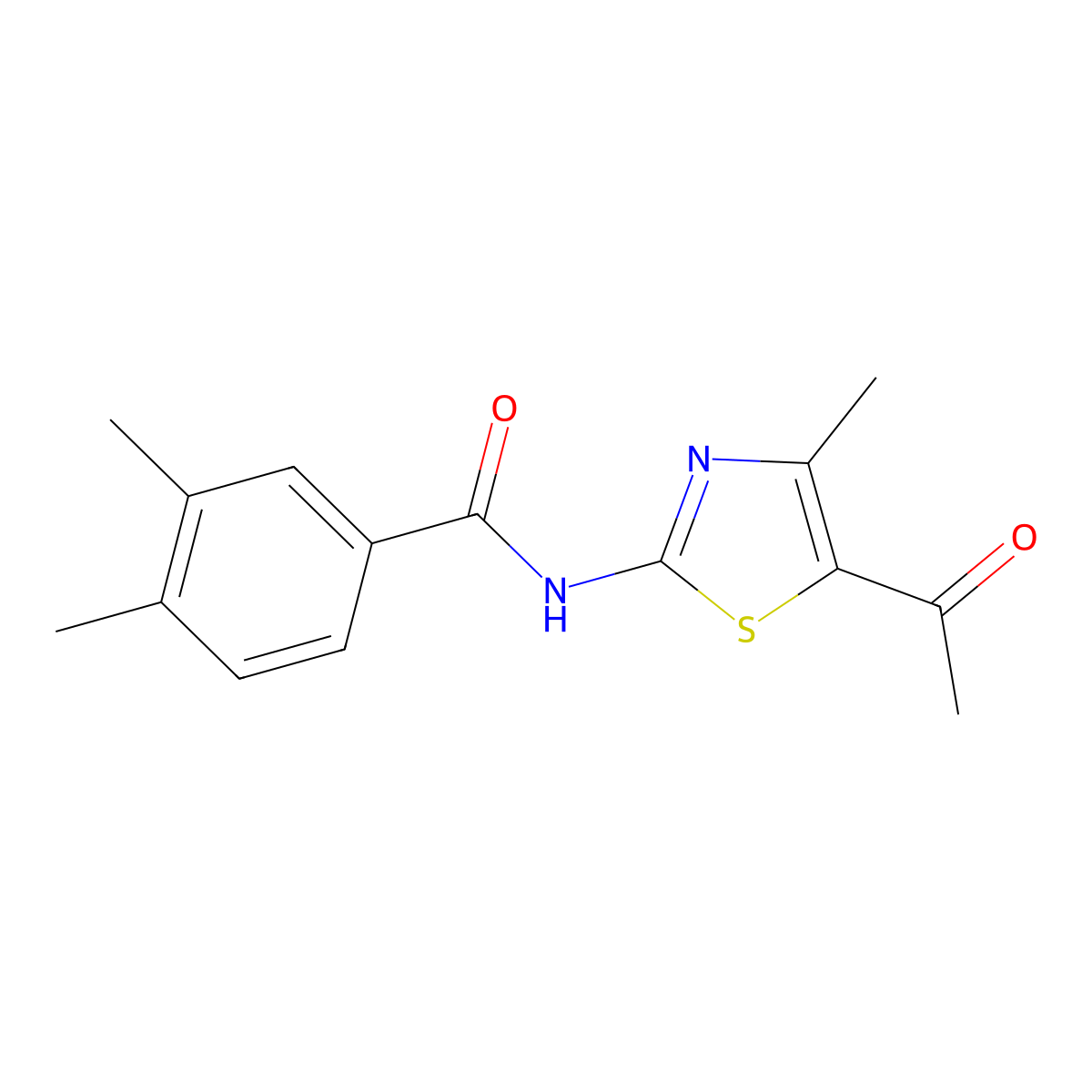 N-(5-acetyl-4-methyl-1,3-thiazol-2-yl)-3,4-dimethylbenzamide molecular structure, CAS 392246-67-2