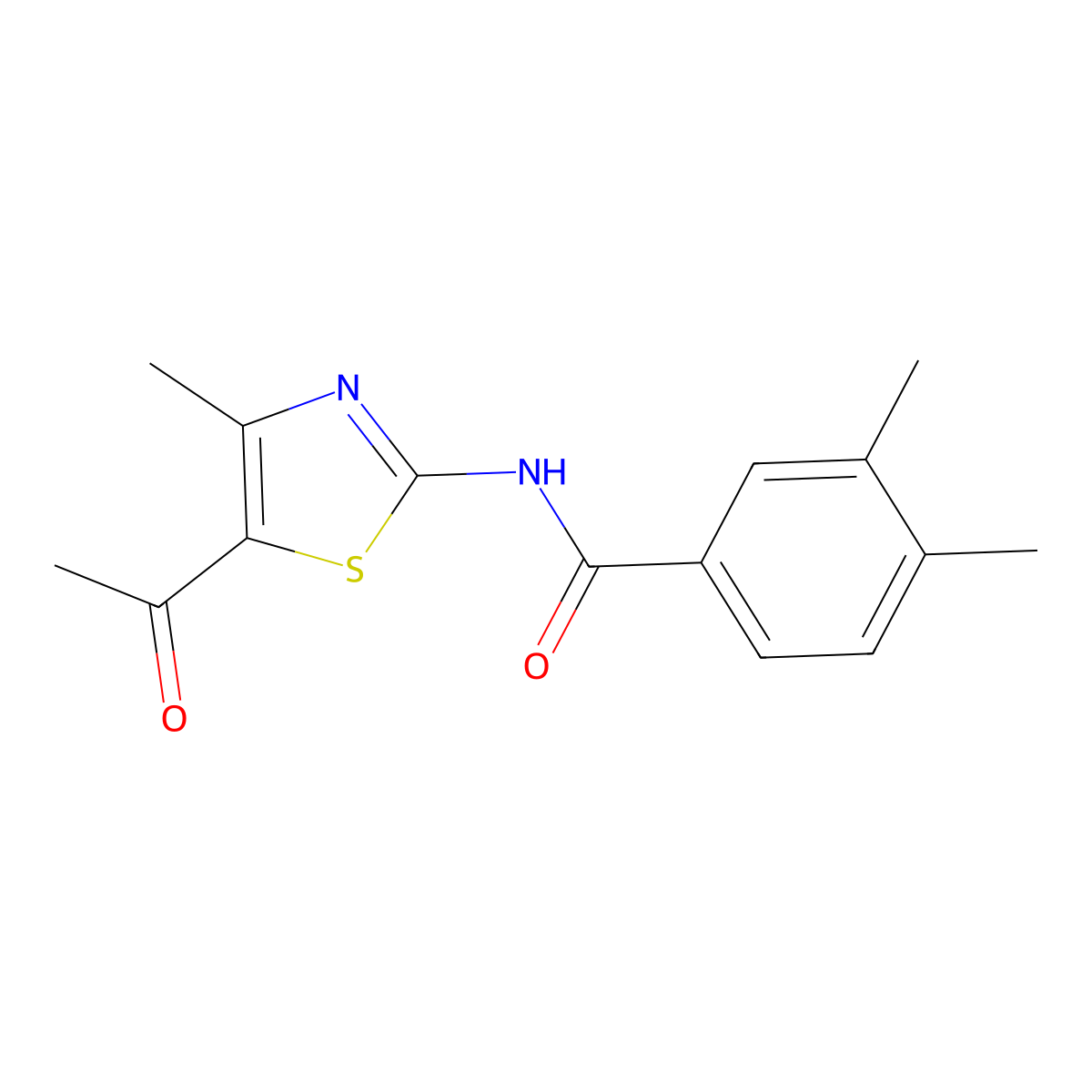 N-(5-acetyl-4-methyl-1,3-thiazol-2-yl)-3,4-dimethylbenzamide molecular structure, CAS 392246-67-2