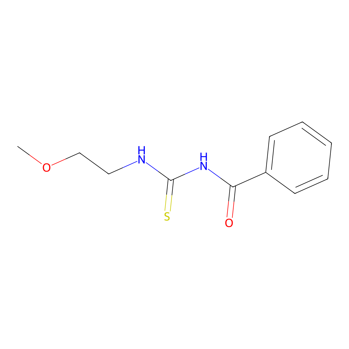 N-((2-methoxyethyl)carbamothioyl)benzamide molecular structure, CAS 392246-69-4