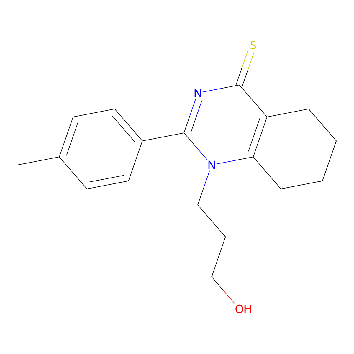 1-(3-Hydroxypropyl)-2-(4-methylphenyl)-5,6,7,8-tetrahydroquinazoline-4-thione molecular structure, CAS 392246-95-6