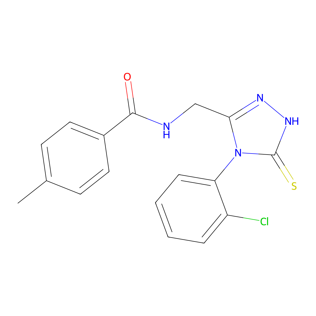 N-{[4-(2-chlorophenyl)-5-sulfanylidene-4,5-dihydro-1H-1,2,4-triazol-3-yl]methyl}-4-methylbenzamide molecular structure, CAS 392247-44-8