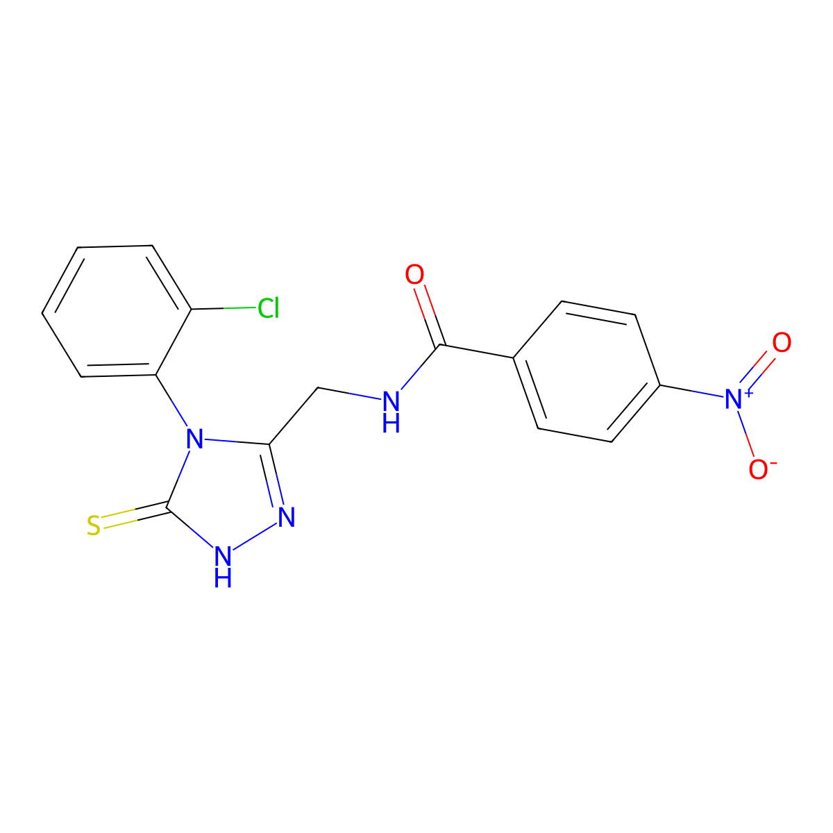 N-((4-(2-chlorophenyl)-5-thioxo-4,5-dihydro-1H-1,2,4-triazol-3-yl)methyl)-4-nitrobenzamide molecular structure, CAS 392247-46-0