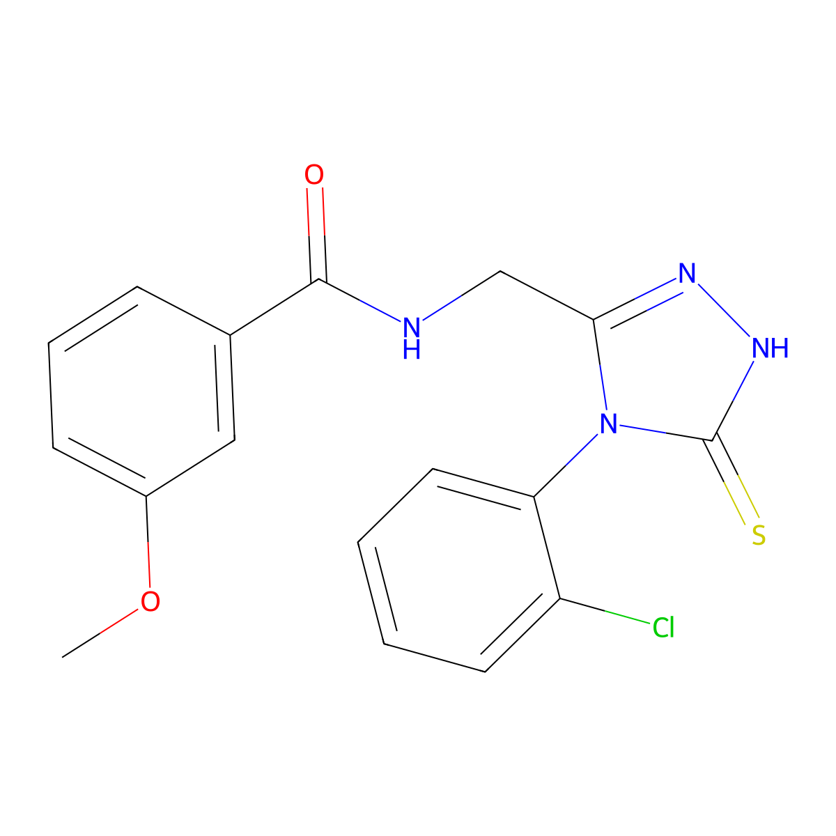 N-((4-(2-chlorophenyl)-5-thioxo-4,5-dihydro-1H-1,2,4-triazol-3-yl)methyl)-3-methoxybenzamide molecular structure, CAS 392247-48-2
