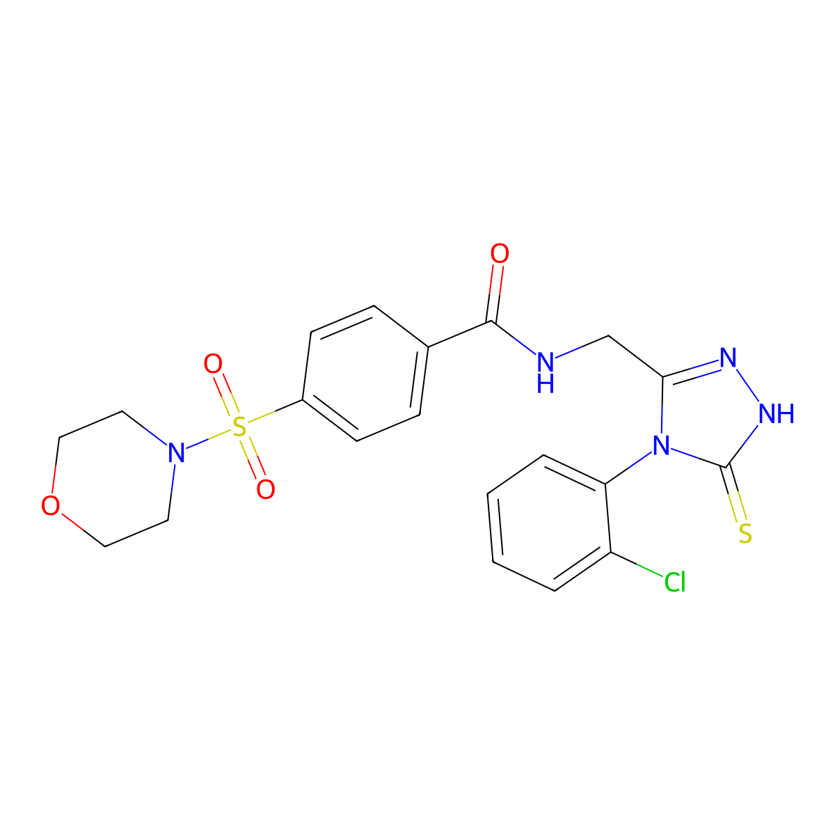 N-((4-(2-chlorophenyl)-5-mercapto-4H-1,2,4-triazol-3-yl)methyl)-4-(morpholinosulfonyl)benzamide molecular structure, CAS 392247-53-9