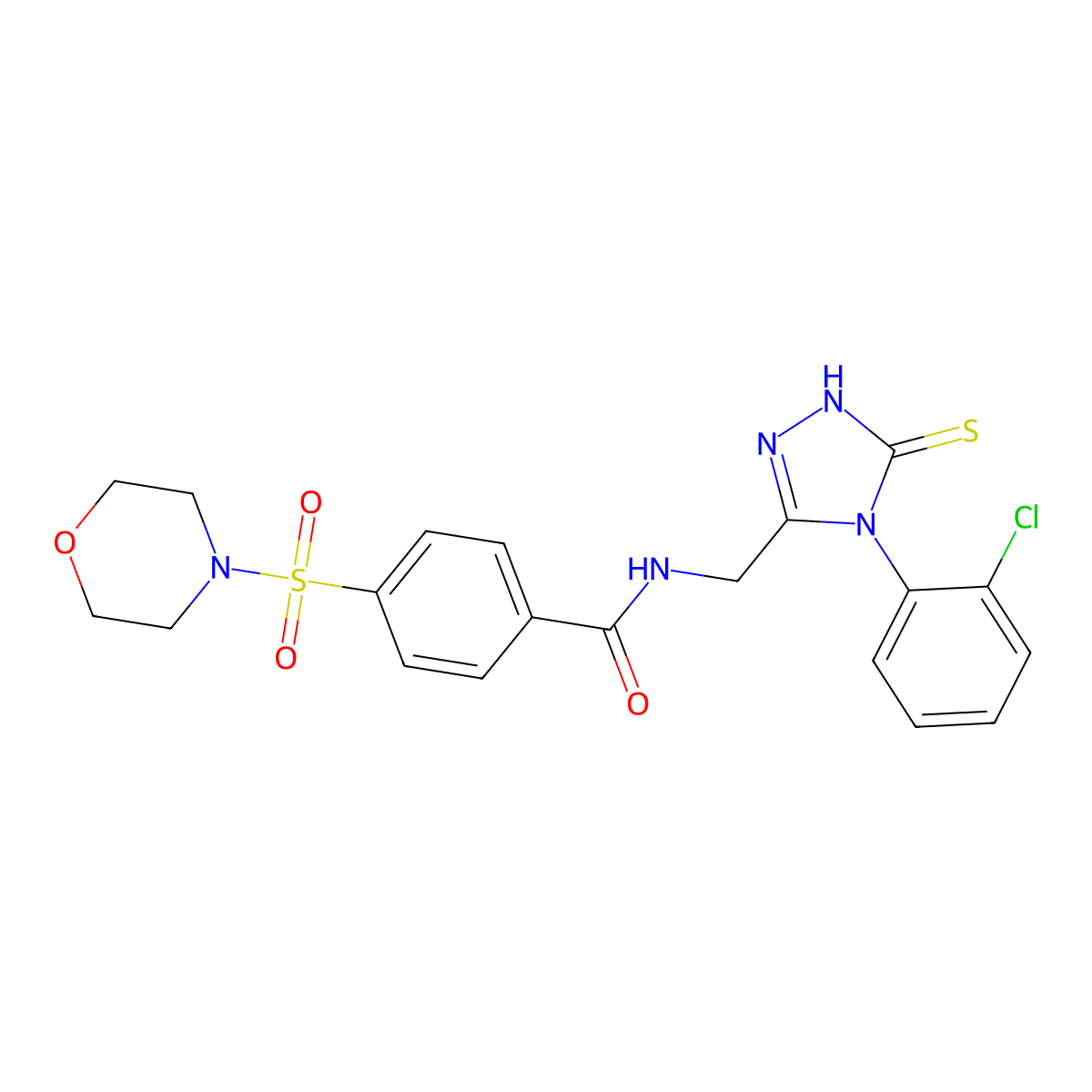 N-((4-(2-chlorophenyl)-5-mercapto-4H-1,2,4-triazol-3-yl)methyl)-4-(morpholinosulfonyl)benzamide molecular structure, CAS 392247-53-9