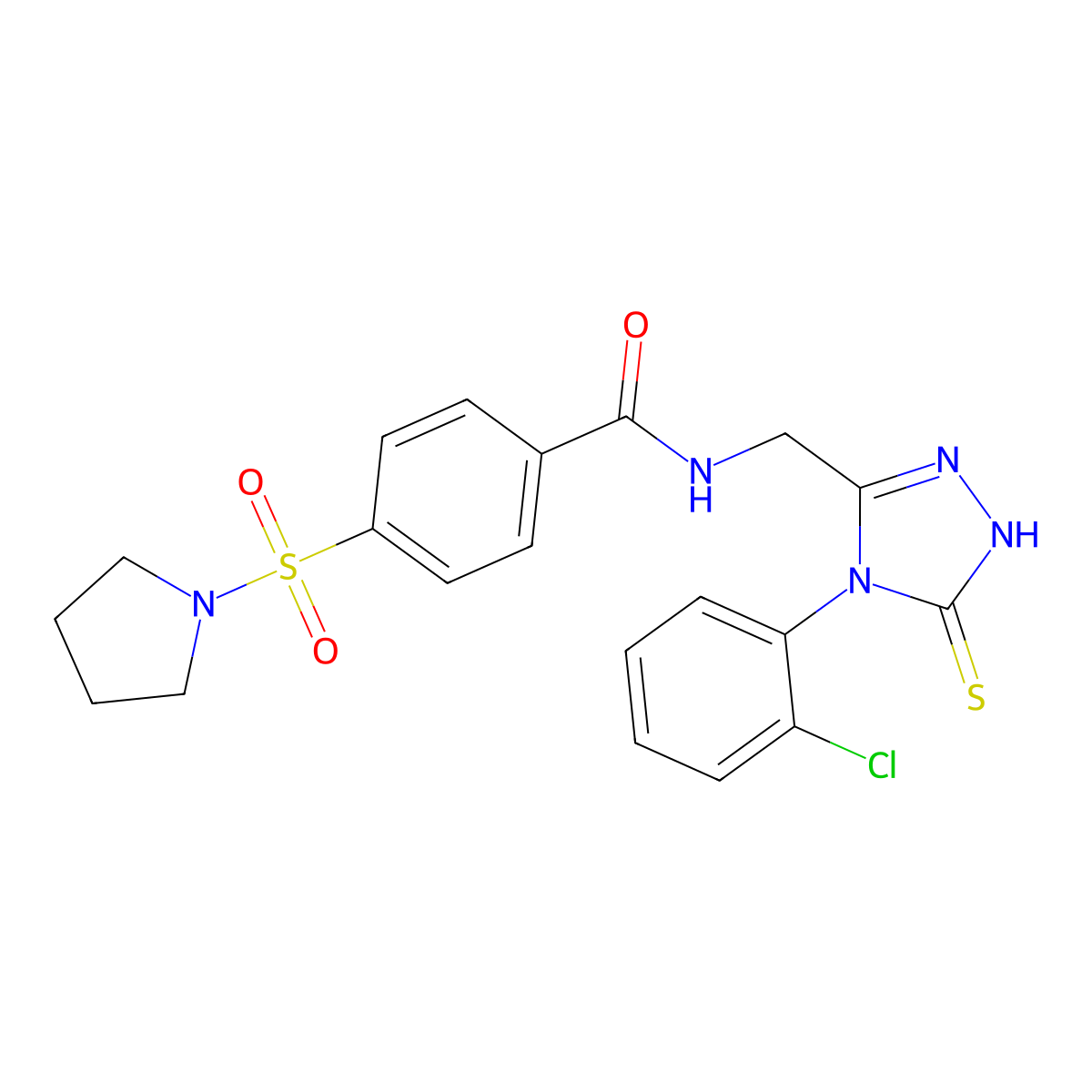 N-[[4-(2-chlorophenyl)-5-sulfanylidene-1H-1,2,4-triazol-3-yl]methyl]-4-pyrrolidin-1-ylsulfonylbenzamide molecular structure, CAS 392247-54-0