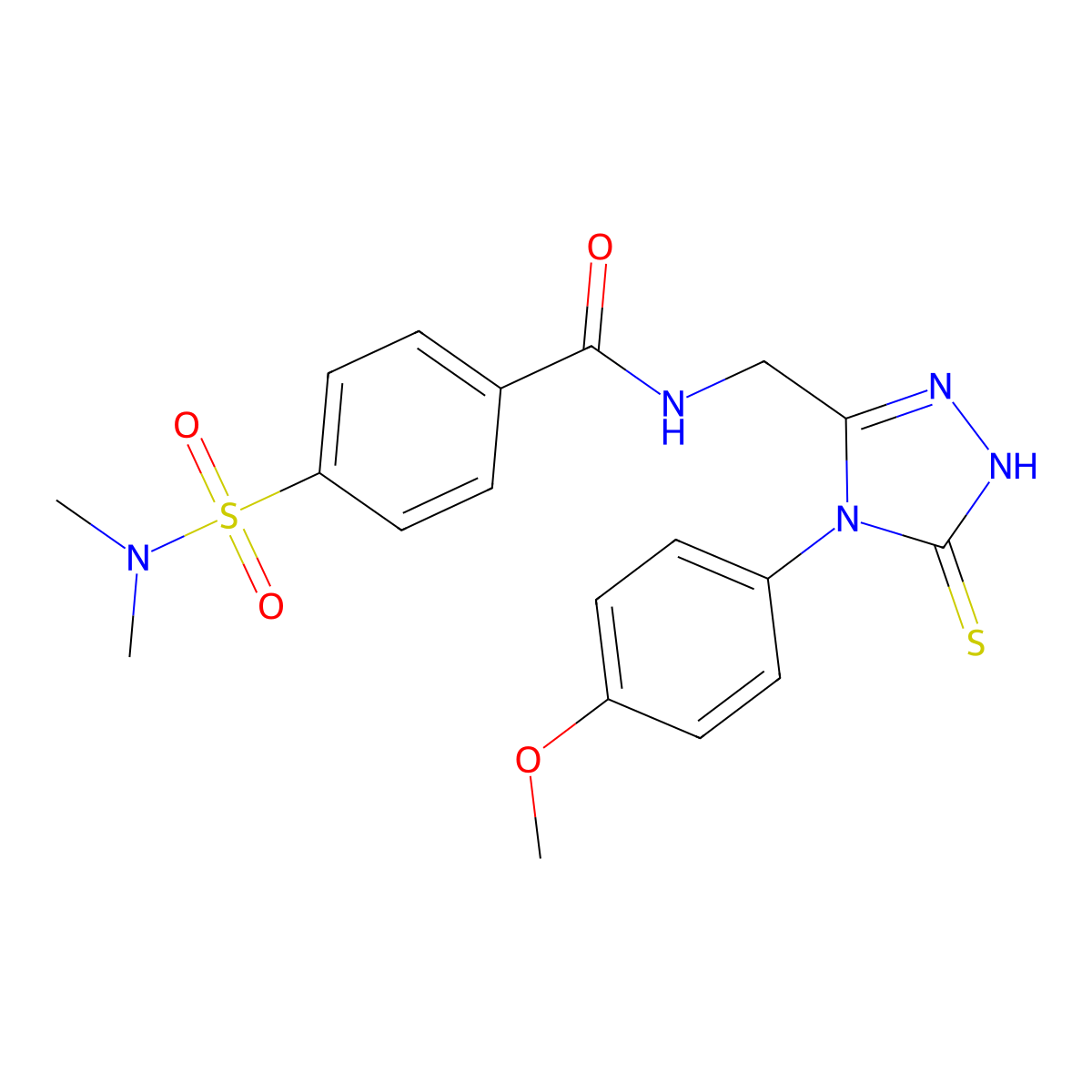 4-(N,N-dimethylsulfamoyl)-N-((4-(4-methoxyphenyl)-5-thioxo-4,5-dihydro-1H-1,2,4-triazol-3-yl)methyl)benzamide molecular structure, CAS 392247-67-5