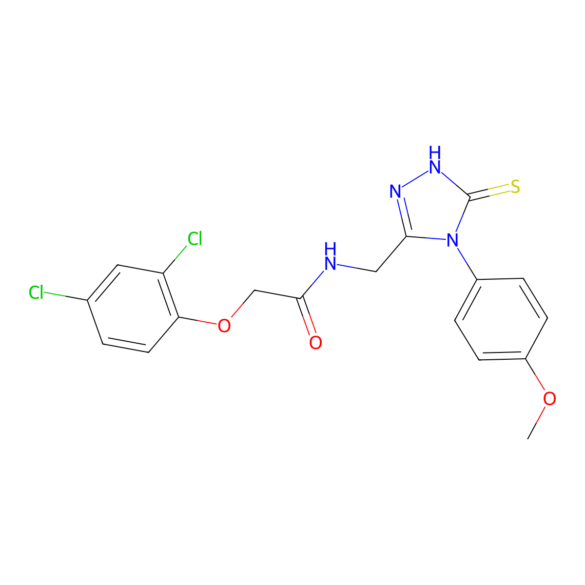 2-(2,4-dichlorophenoxy)-N-((4-(4-methoxyphenyl)-5-thioxo-4,5-dihydro-1H-1,2,4-triazol-3-yl)methyl)acetamide molecular structure, CAS 392247-71-1