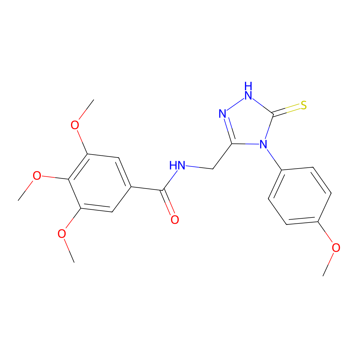 3,4,5-trimethoxy-N-[[4-(4-methoxyphenyl)-5-sulfanylidene-1H-1,2,4-triazol-3-yl]methyl]benzamide molecular structure, CAS 392247-72-2