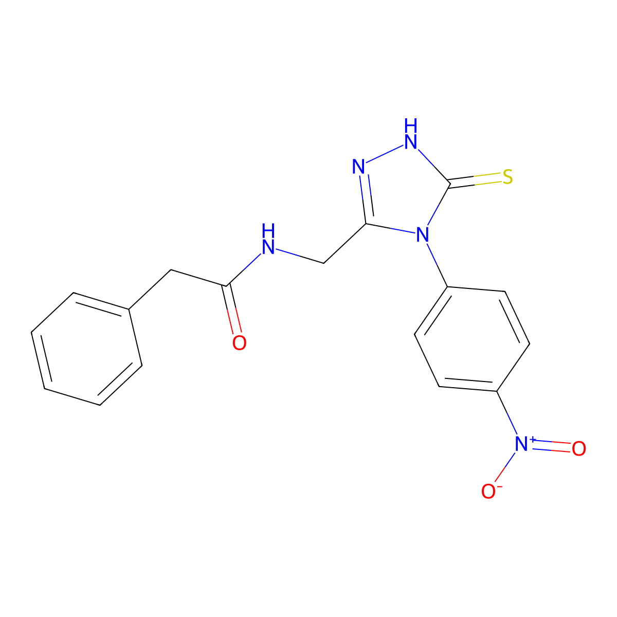 N-((4-(4-nitrophenyl)-5-thioxo-4,5-dihydro-1H-1,2,4-triazol-3-yl)methyl)-2-phenylacetamide molecular structure, CAS 392247-76-6