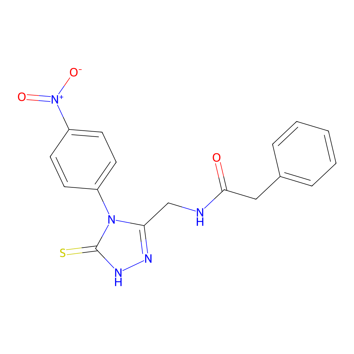 N-((4-(4-nitrophenyl)-5-thioxo-4,5-dihydro-1H-1,2,4-triazol-3-yl)methyl)-2-phenylacetamide molecular structure, CAS 392247-76-6