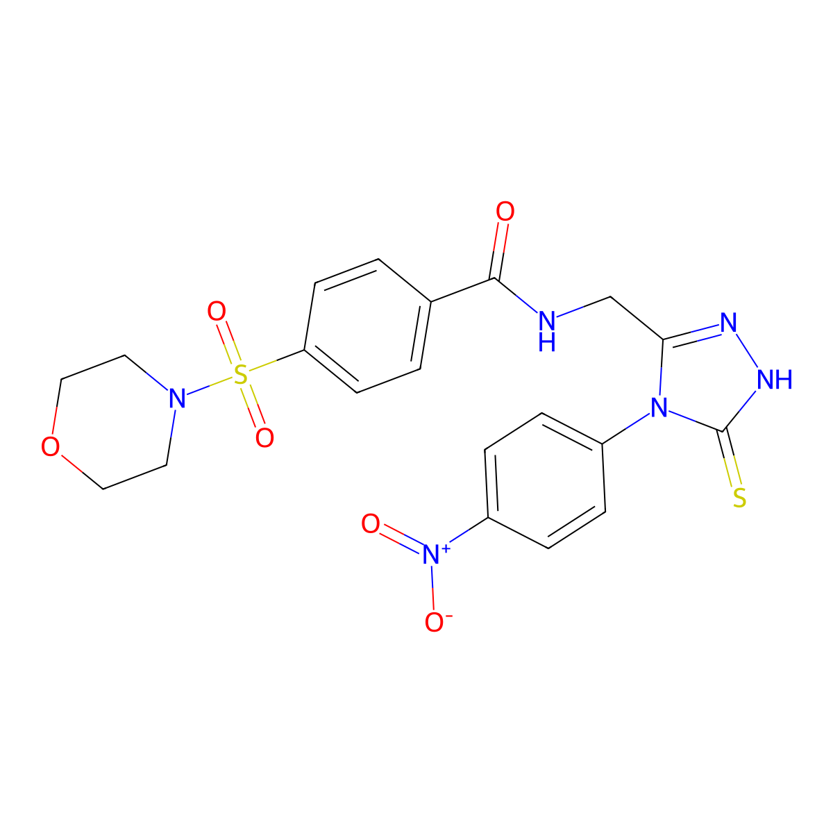 4-(morpholin-4-ylsulfonyl)-N-{[4-(4-nitrophenyl)-5-thioxo-4,5-dihydro-1H-1,2,4-triazol-3-yl]methyl}benzamide molecular structure, CAS 392247-79-9