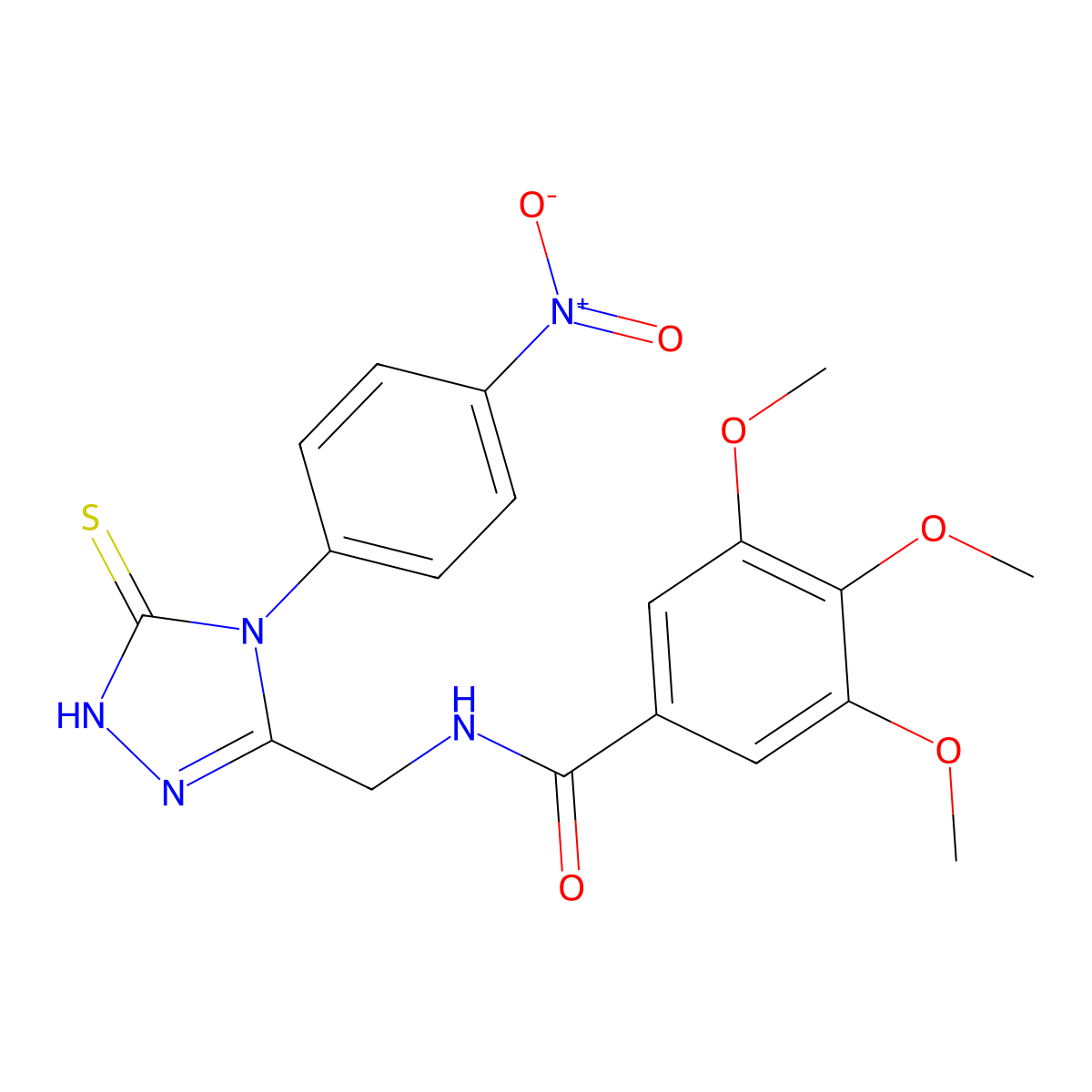 3,4,5-trimethoxy-N-[[4-(4-nitrophenyl)-5-sulfanylidene-1H-1,2,4-triazol-3-yl]methyl]benzamide molecular structure, CAS 392247-82-4