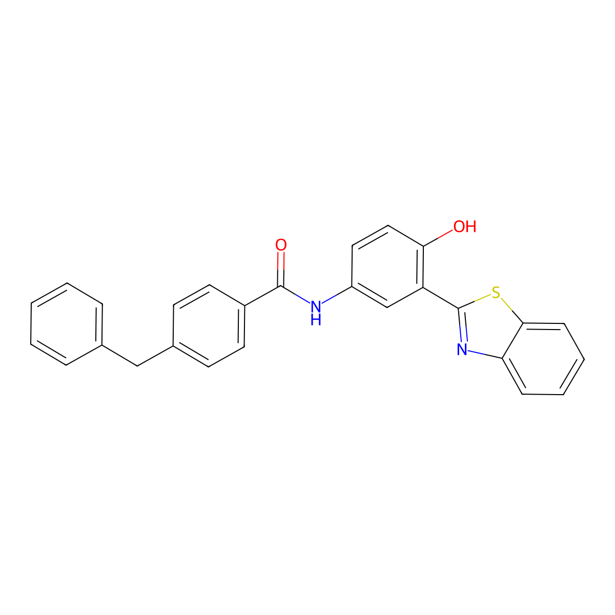 N-(3-(benzo[d]thiazol-2-yl)-4-hydroxyphenyl)-4-benzylbenzamide molecular structure, CAS 392248-28-1