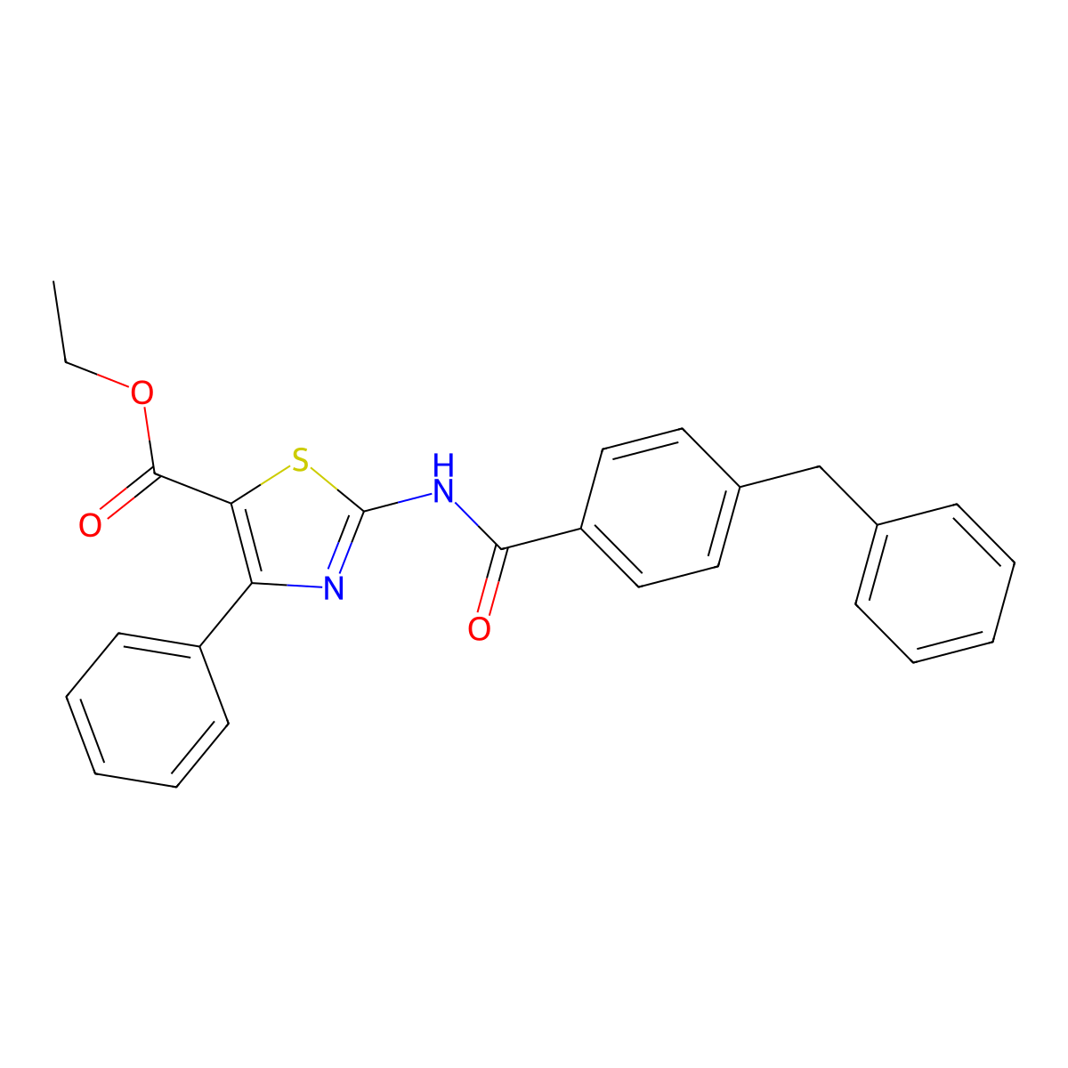 Ethyl 2-(4-benzylbenzamido)-4-phenyl-1,3-thiazole-5-carboxylate molecular structure, CAS 392248-34-9