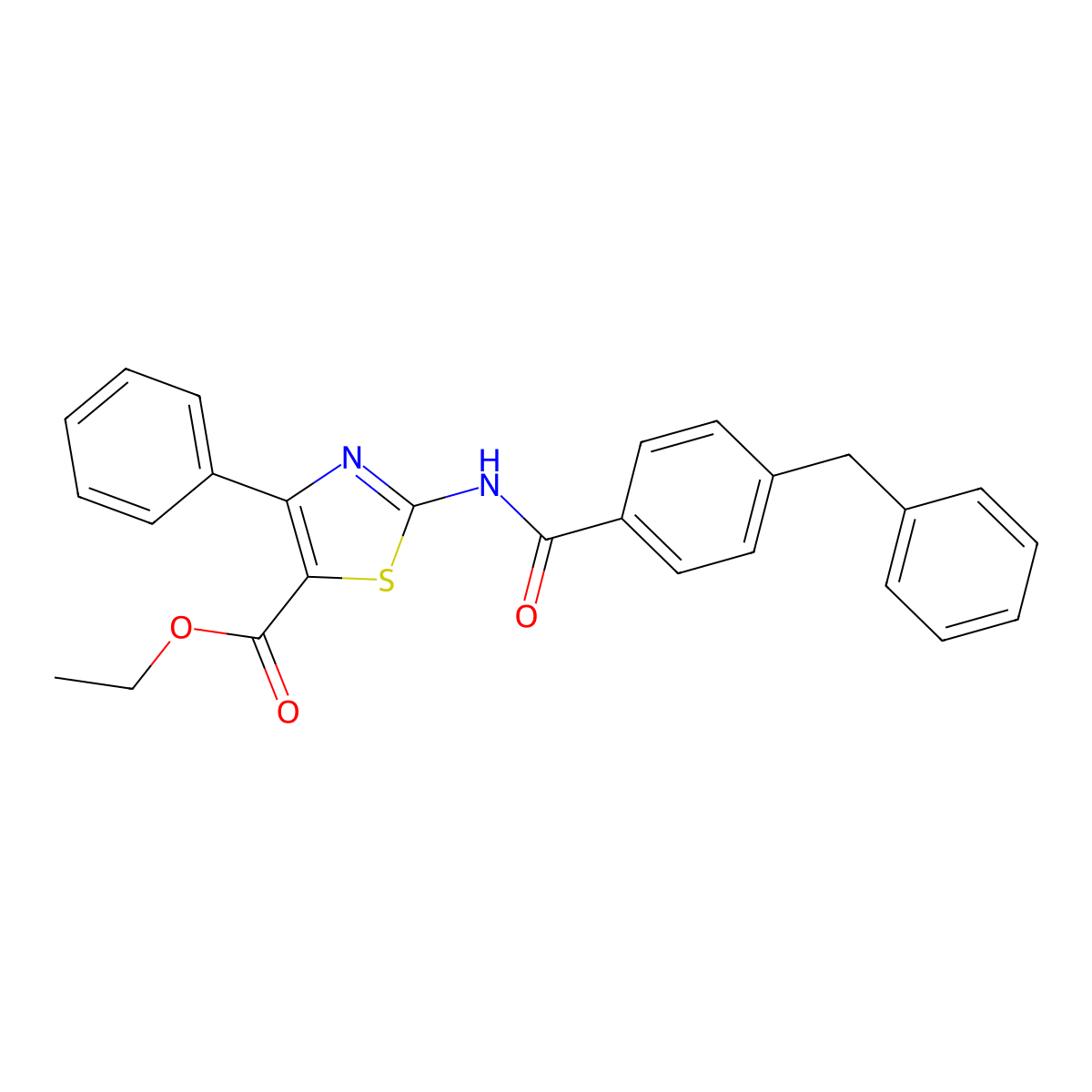 Ethyl 2-(4-benzylbenzamido)-4-phenyl-1,3-thiazole-5-carboxylate molecular structure, CAS 392248-34-9