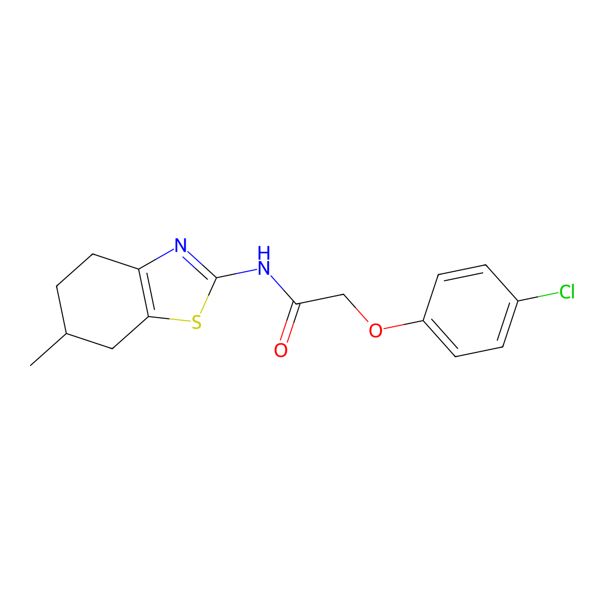 2-(4-chlorophenoxy)-N-(6-methyl-4,5,6,7-tetrahydro-1,3-benzothiazol-2-yl)acetamide molecular structure, CAS 392248-43-0