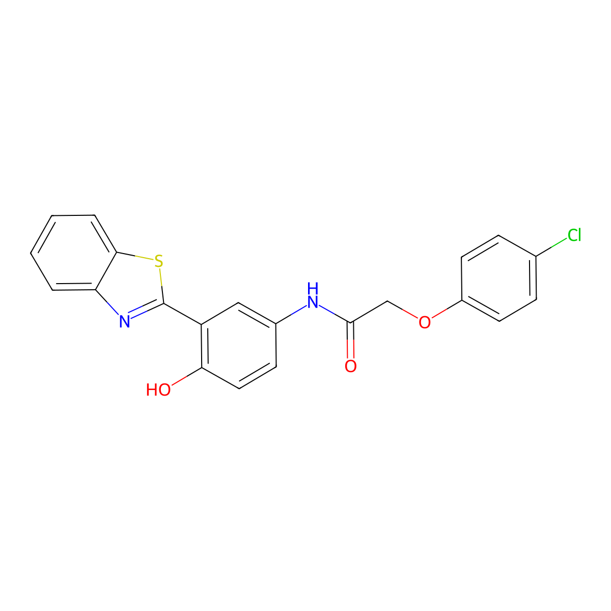 N-[3-(1,3-benzothiazol-2-yl)-4-hydroxyphenyl]-2-(4-chlorophenoxy)acetamide molecular structure, CAS 392248-44-1