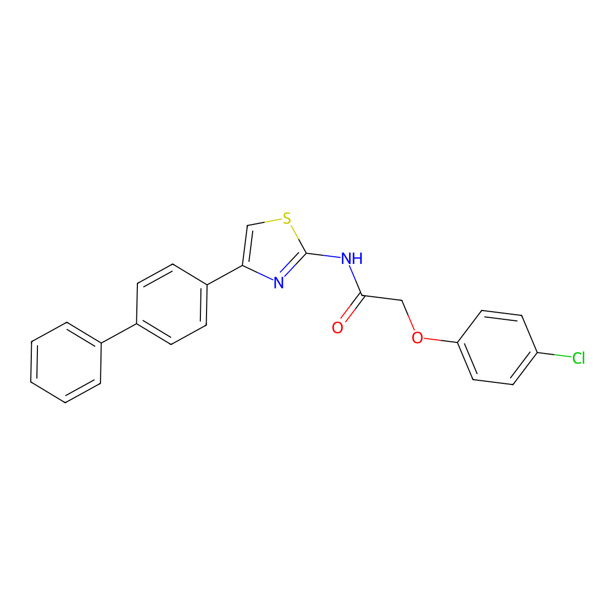 2-(4-chlorophenoxy)-N-[4-(4-phenylphenyl)-1,3-thiazol-2-yl]acetamide molecular structure, CAS 392248-45-2