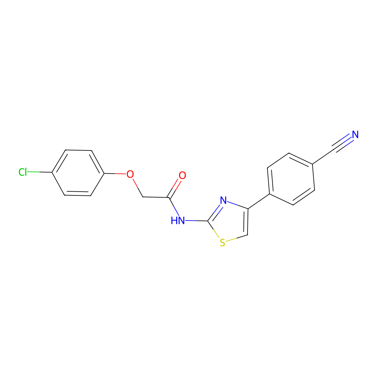 2-(4-chlorophenoxy)-N-[4-(4-cyanophenyl)-1,3-thiazol-2-yl]acetamide molecular structure, CAS 392248-46-3