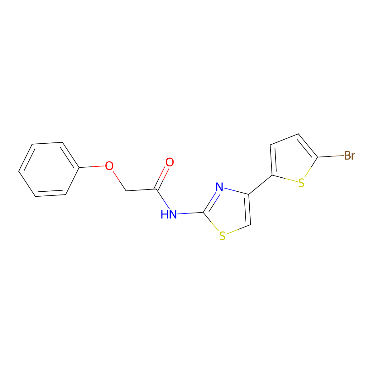 N-(4-(5-bromothiophen-2-yl)thiazol-2-yl)-2-phenoxyacetamide molecular structure, CAS 392248-53-2