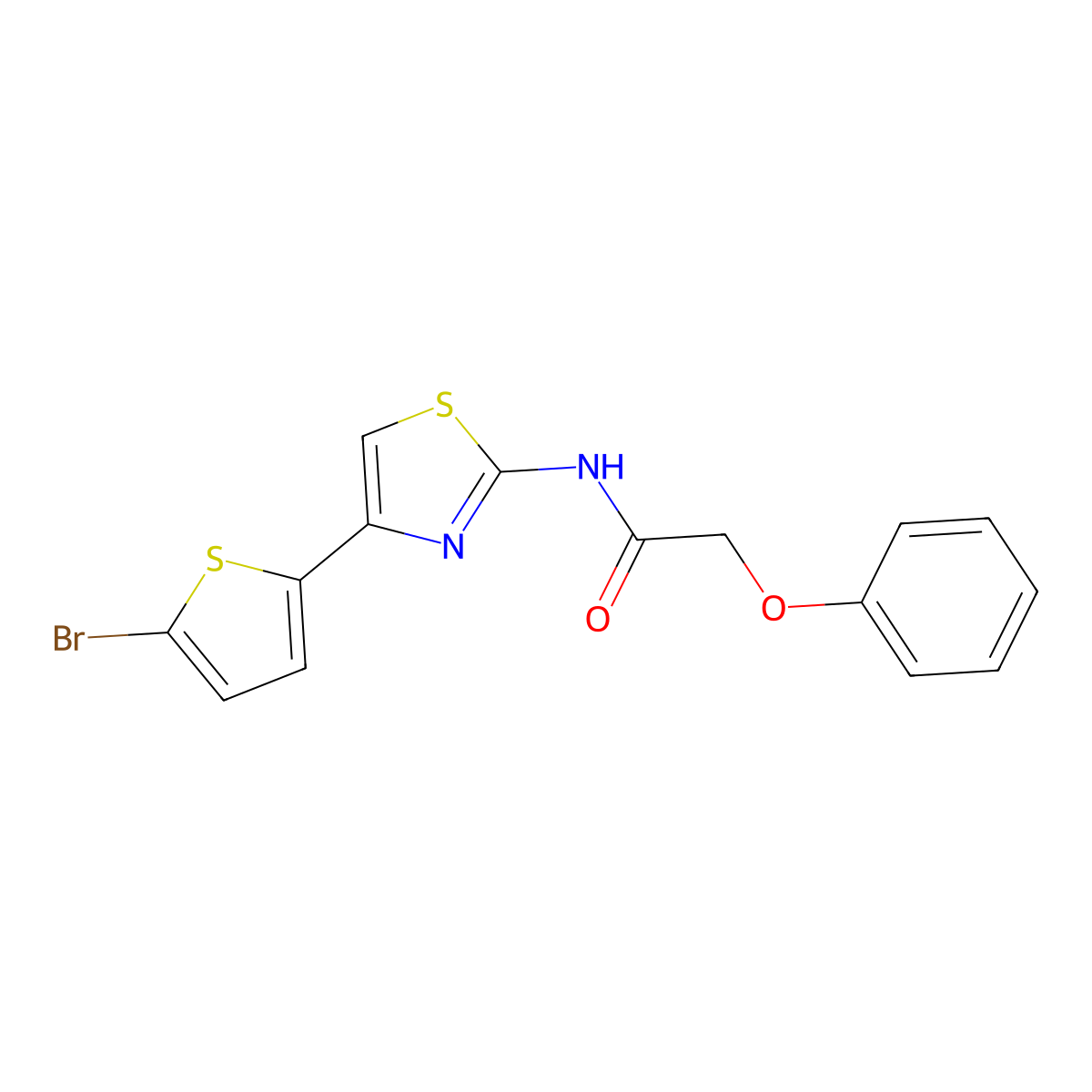 N-(4-(5-bromothiophen-2-yl)thiazol-2-yl)-2-phenoxyacetamide molecular structure, CAS 392248-53-2