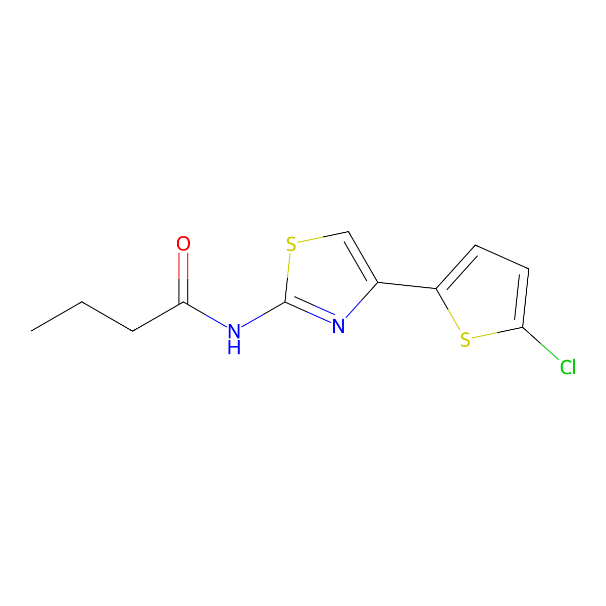 N-[4-(5-chlorothiophen-2-yl)-1,3-thiazol-2-yl]butanamide molecular structure, CAS 392248-58-7