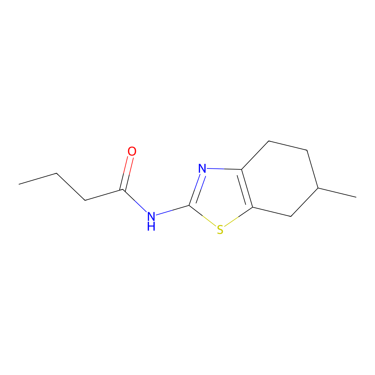 N-(6-methyl-4,5,6,7-tetrahydro-1,3-benzothiazol-2-yl)butanamide molecular structure, CAS 392248-59-8
