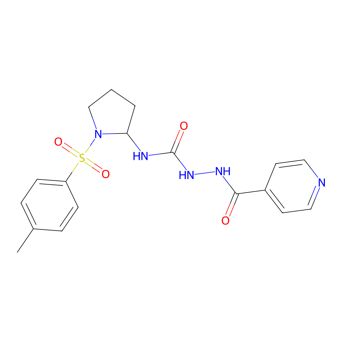 2-isonicotinoyl-N-(1-tosylpyrrolidin-2-yl)hydrazinecarboxamide molecular structure, CAS 392248-72-5