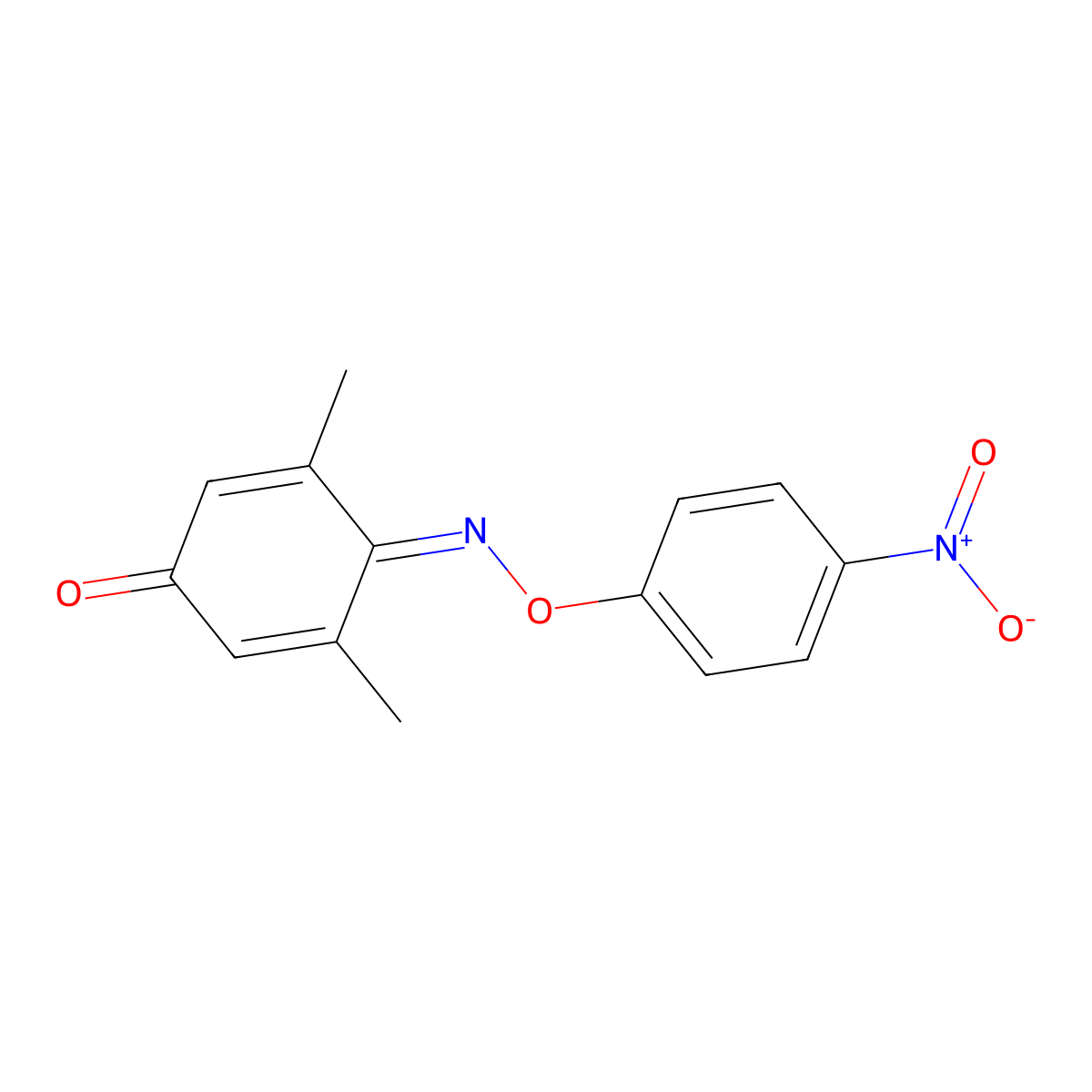 3,5-Dimethyl-4-((4-nitrophenoxy)imino)cyclohexa-2,5-dienone molecular structure, CAS 392248-89-4
