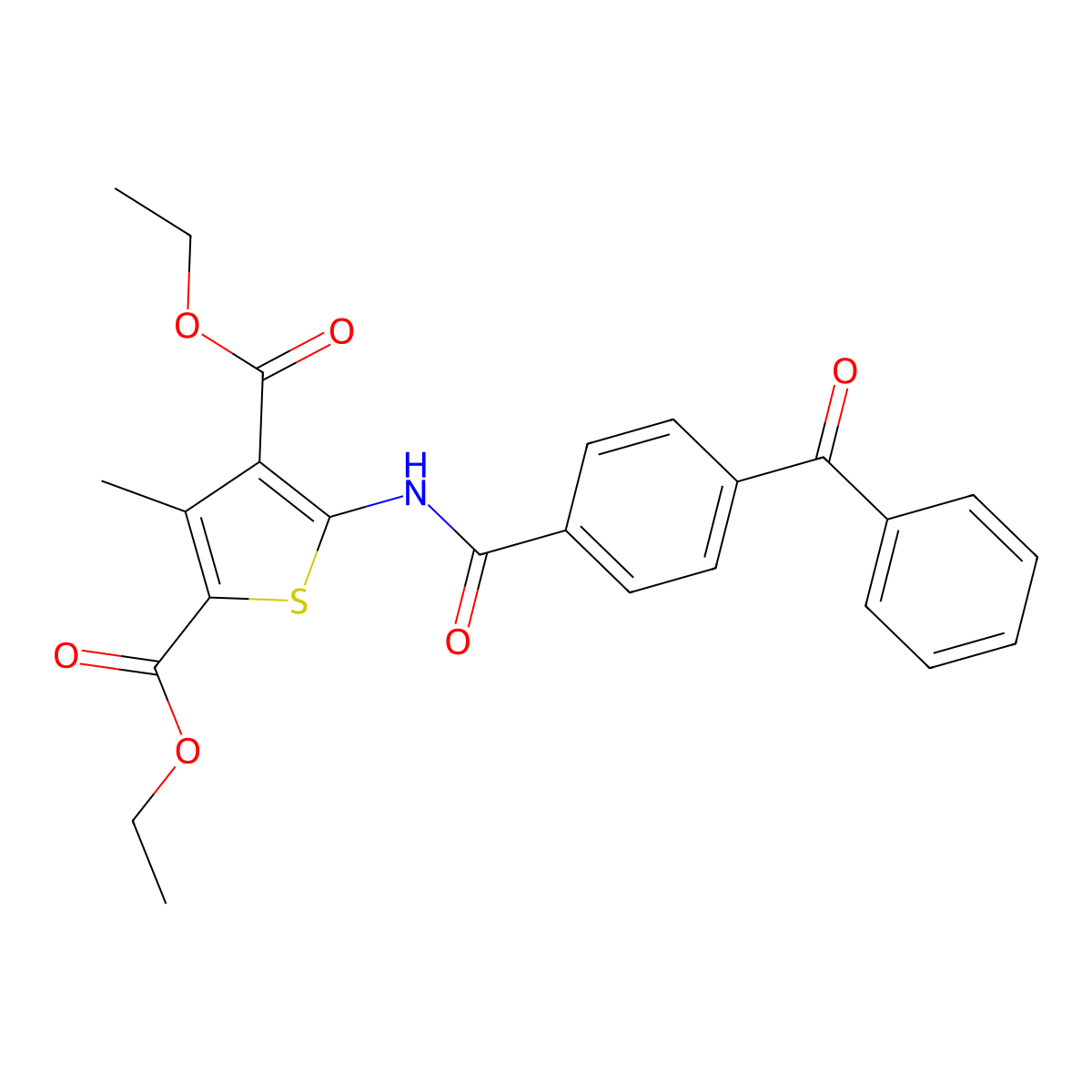 Diethyl 5-(4-benzoylbenzamido)-3-methylthiophene-2,4-dicarboxylate molecular structure, CAS 392248-90-7