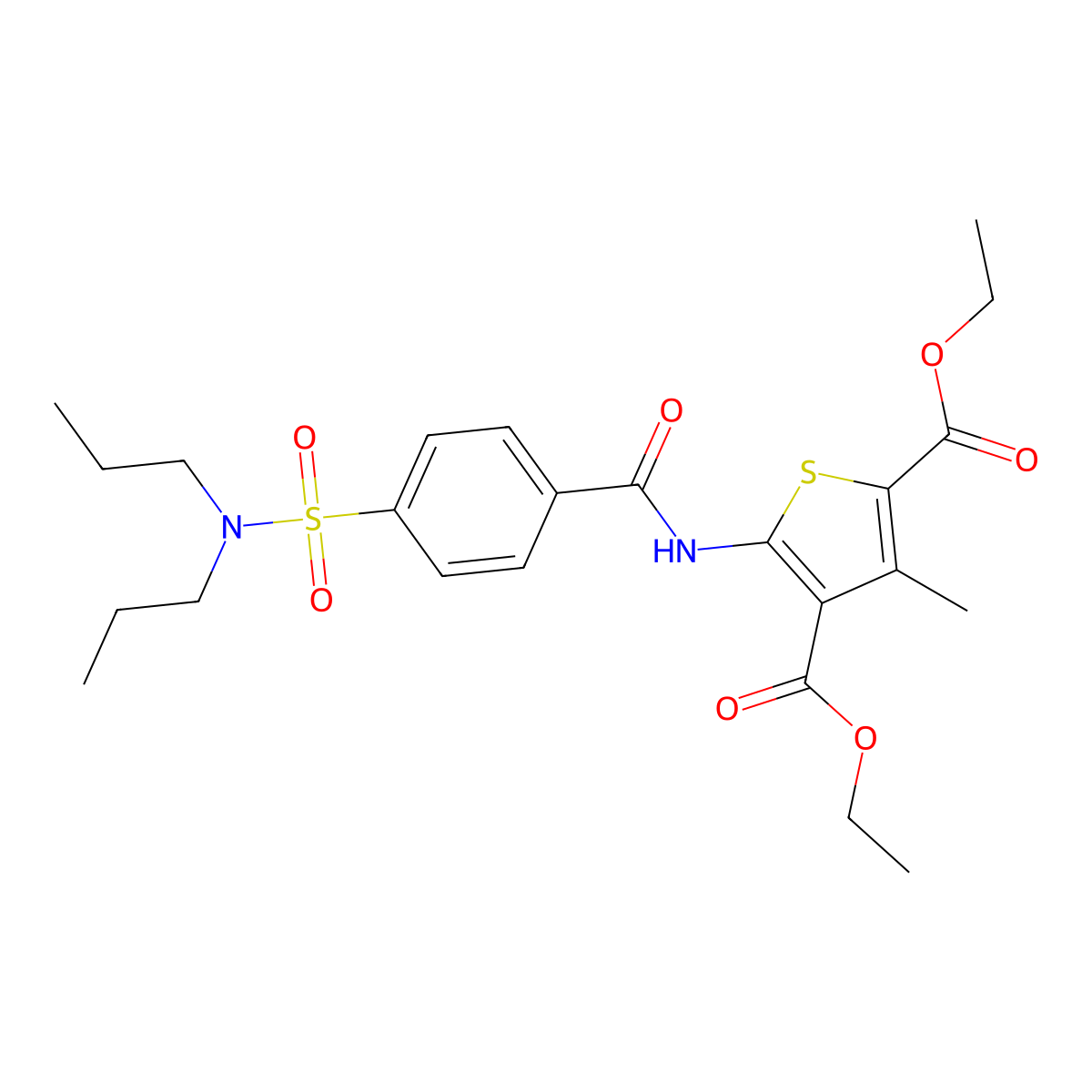 Diethyl 5-[[4-(dipropylsulfamoyl)benzoyl]amino]-3-methylthiophene-2,4-dicarboxylate molecular structure, CAS 392248-91-8