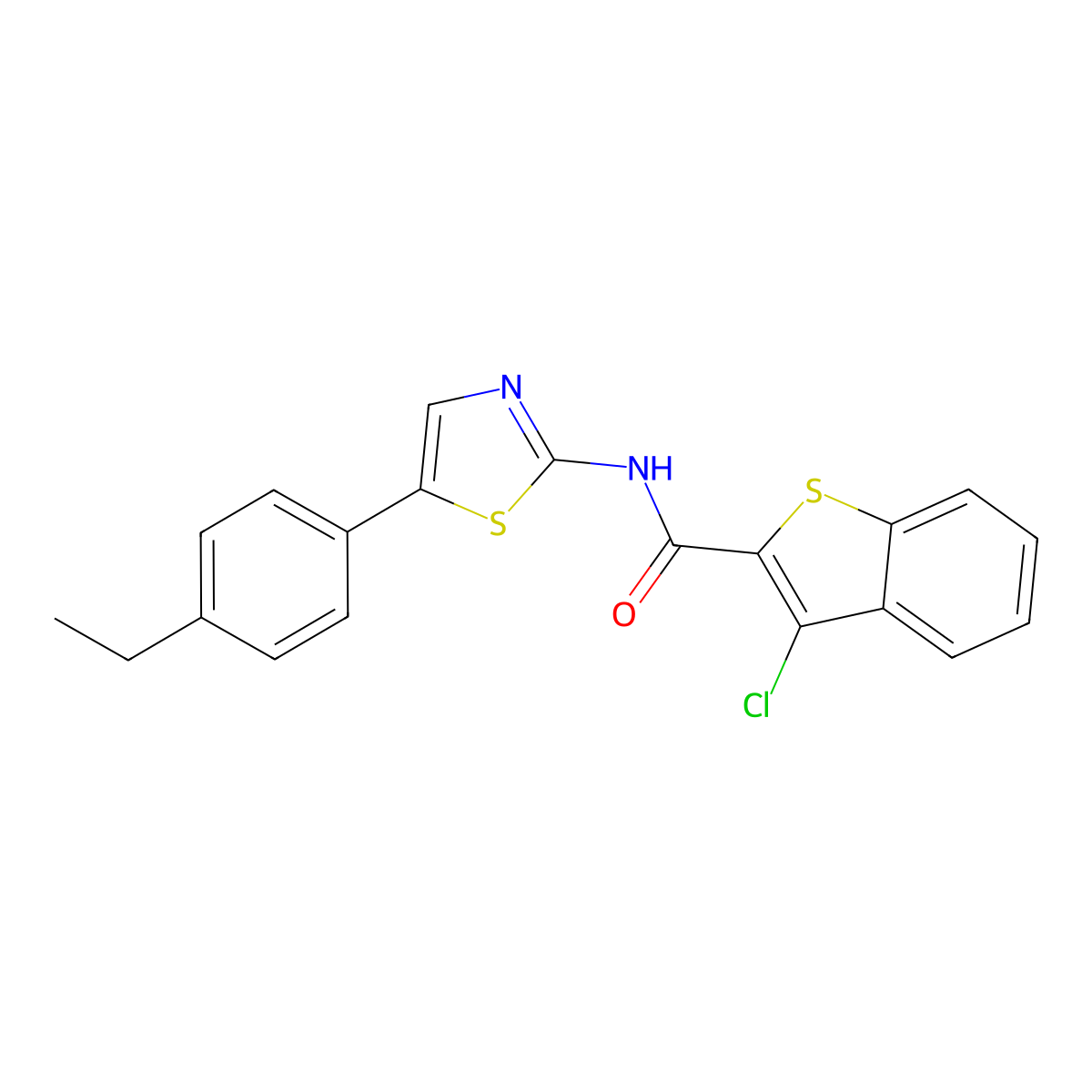 3-chloro-N-[5-(4-ethylphenyl)-1,3-thiazol-2-yl]-1-benzothiophene-2-carboxamide molecular structure, CAS 392249-00-2