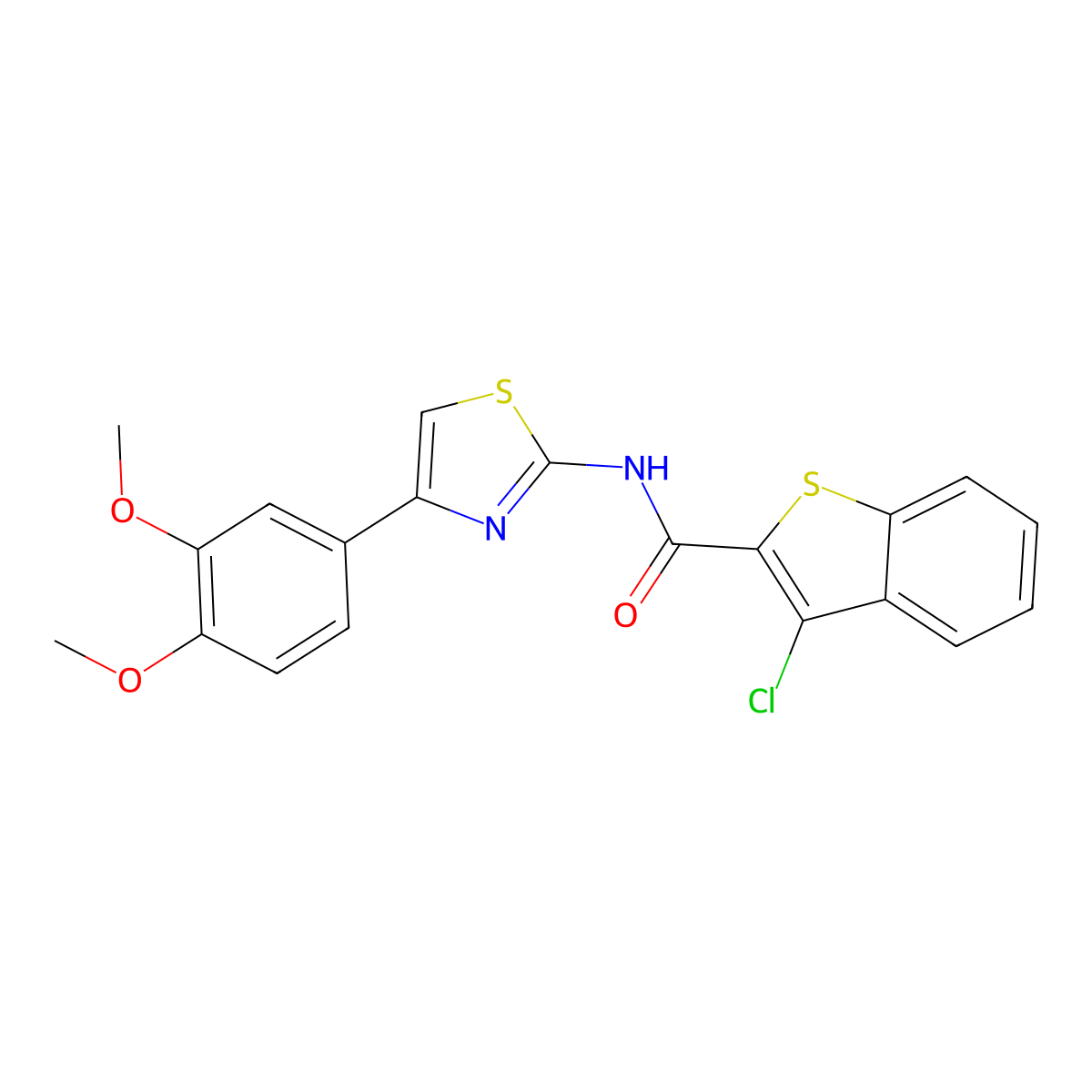 3-chloro-N-[4-(3,4-dimethoxyphenyl)-1,3-thiazol-2-yl]-1-benzothiophene-2-carboxamide molecular structure, CAS 392249-06-8