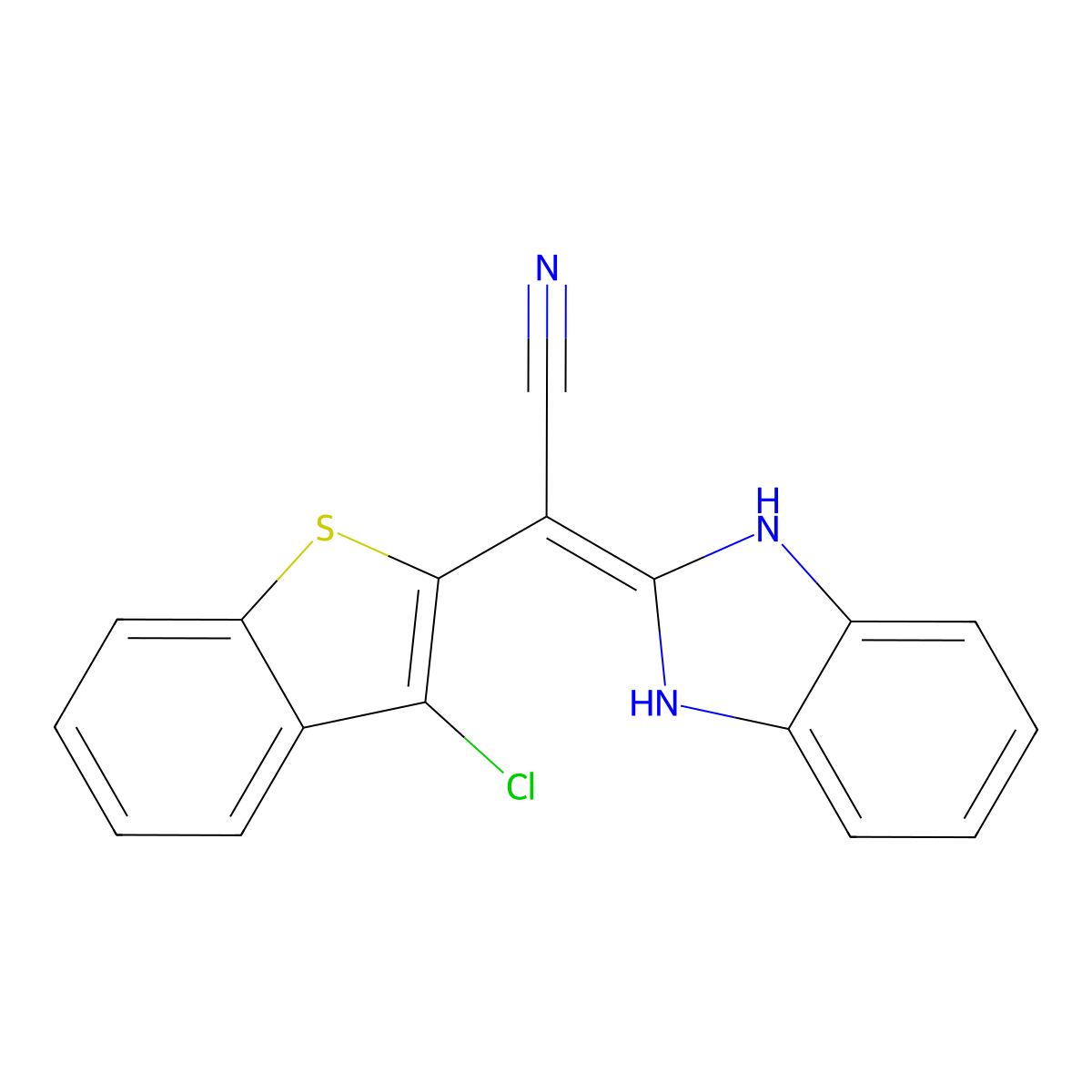 2-(1H-benzo[d]imidazol-2(3H)-ylidene)-2-(3-chlorobenzo[b]thiophen-2-yl)acetonitrile molecular structure, CAS 392249-09-1