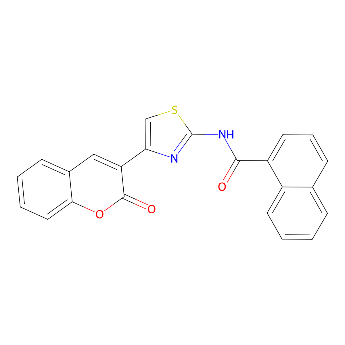 N-(4-(2-oxo-2H-chromen-3-yl)thiazol-2-yl)-1-naphthamide molecular structure, CAS 392249-25-1