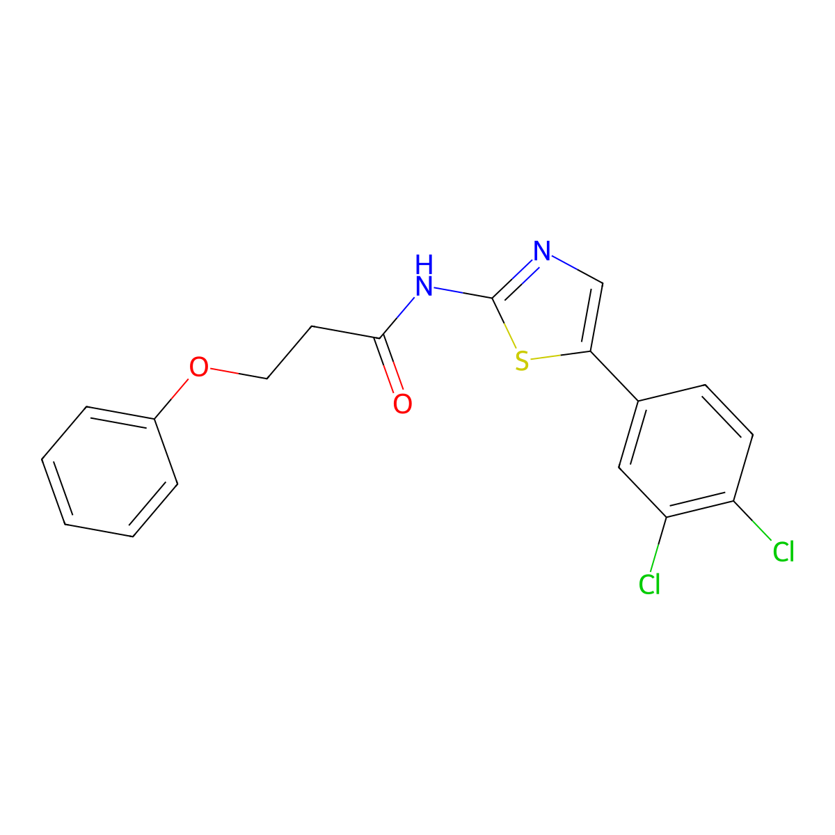 N-[5-(3,4-dichlorophenyl)-1,3-thiazol-2-yl]-3-phenoxypropanamide molecular structure, CAS 392249-67-1