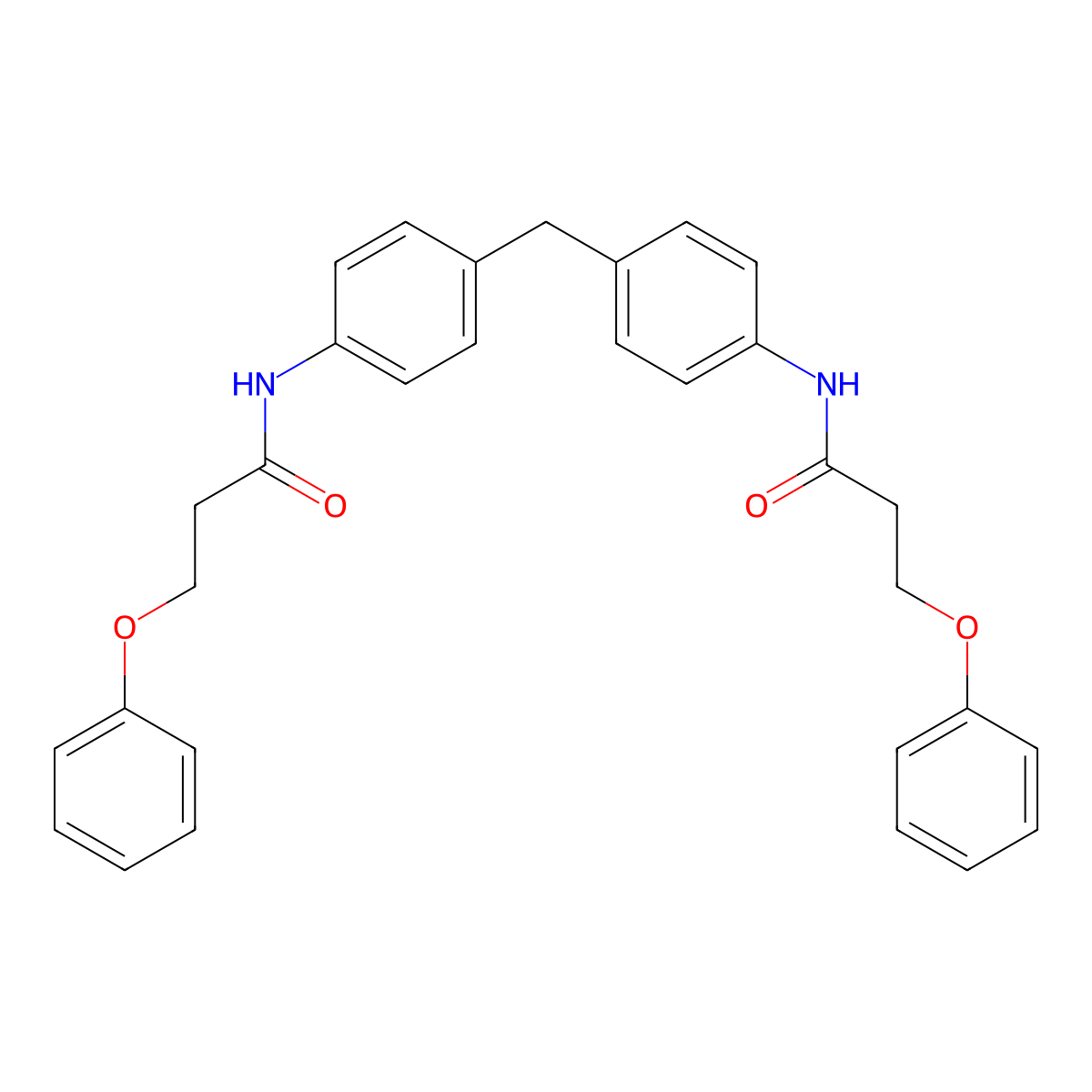 3-phenoxy-N-[4-[[4-(3-phenoxypropanoylamino)phenyl]methyl]phenyl]propanamide molecular structure, CAS 392249-69-3
