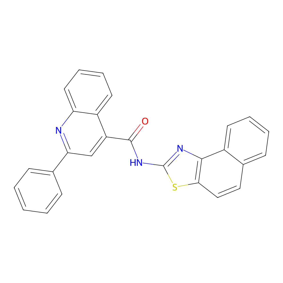 N-benzo[e][1,3]benzothiazol-2-yl-2-phenylquinoline-4-carboxamide molecular structure, CAS 392249-73-9