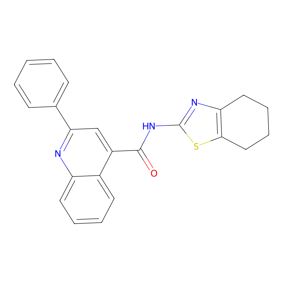 2-phenyl-N-(4,5,6,7-tetrahydro-1,3-benzothiazol-2-yl)-4-quinolinecarboxamide molecular structure, CAS 392249-74-0
