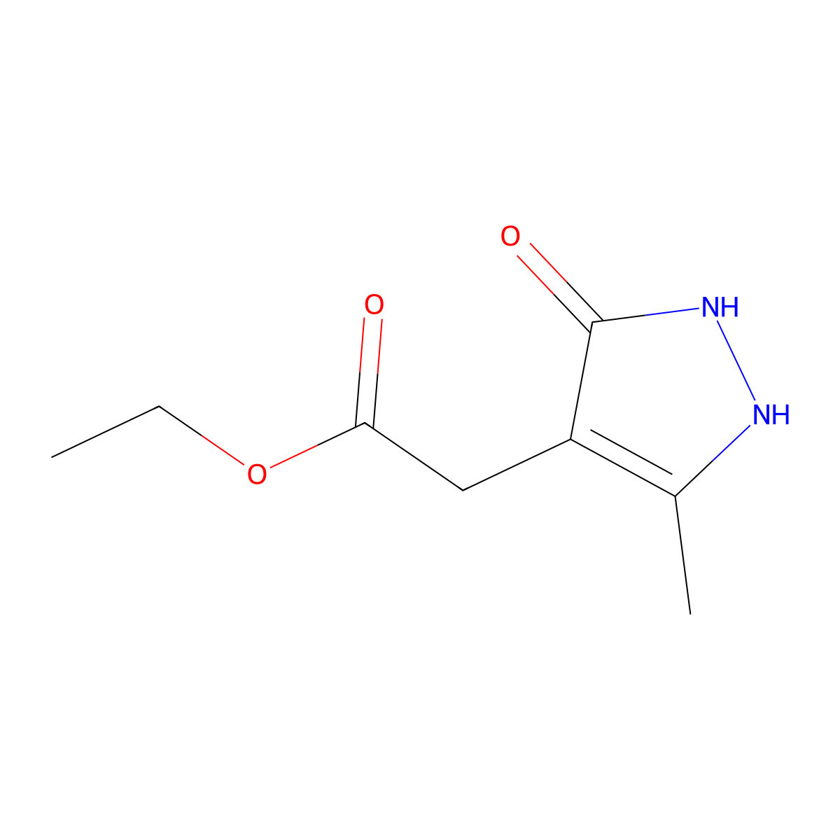 Ethyl 2-(5-methyl-3-oxo-2,3-dihydro-1H-pyrazol-4-yl)acetate molecular structure, CAS 39225-41-7