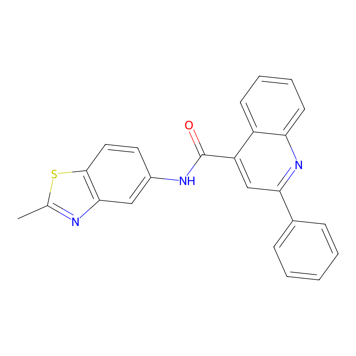 N-(2-methyl-1,3-benzothiazol-5-yl)-2-phenylquinoline-4-carboxamide molecular structure, CAS 392251-13-7
