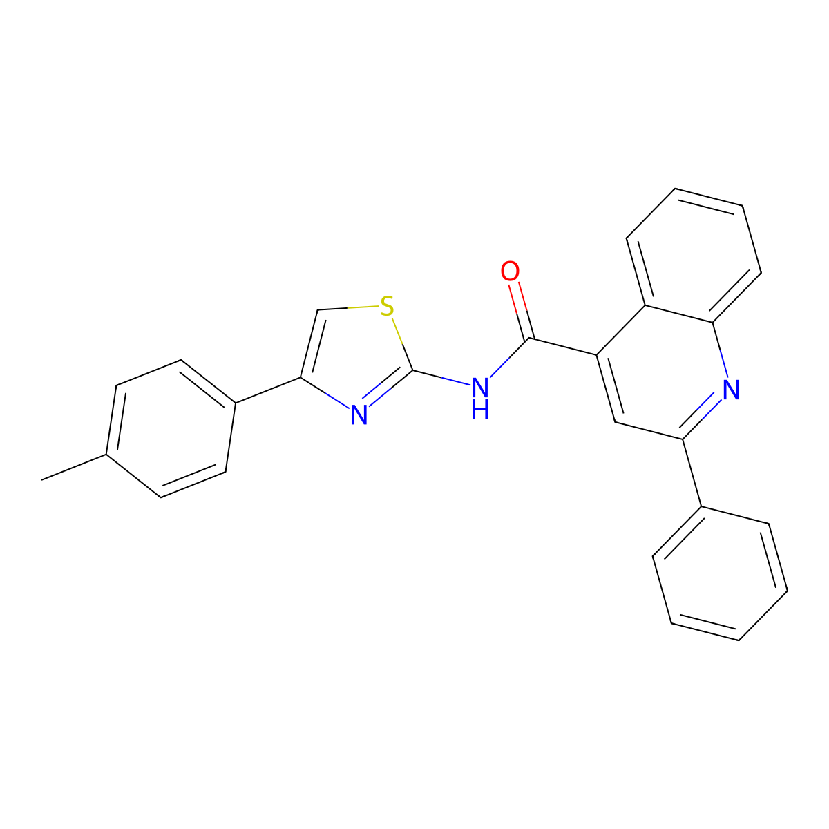 N-[4-(4-methylphenyl)-1,3-thiazol-2-yl]-2-phenylquinoline-4-carboxamide molecular structure, CAS 392251-15-9